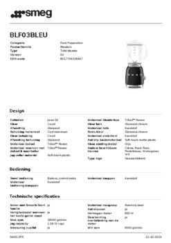 Product informatie SMEG blender zwart BLF03BLEU