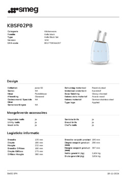 Product informatie SMEG messenset KBSF02PB