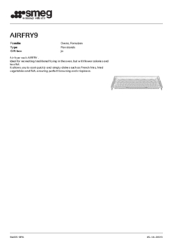 Product informatie SMEG rooster voor in oven AIRFRY9