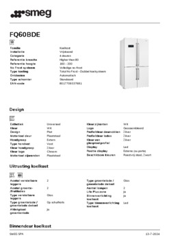 Product informatie SMEG side by side koelkast FQ60BDE