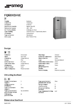 Product informatie SMEG side by side koelkast FQ60XDAIE