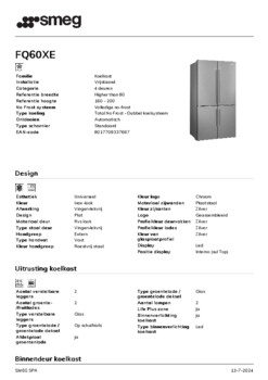 Product informatie SMEG side by side koelkast FQ60XE