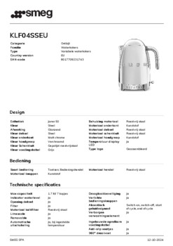 Product informatie SMEG waterkoker chroom KLF04SSEU