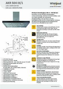 Product informatie WHIRLPOOL afzuigkap eiland AKR 504 IX 1