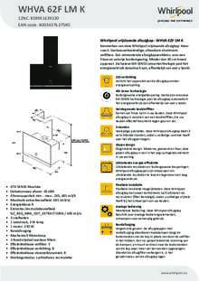 Product informatie WHIRLPOOL afzuigkap wand WHVA 62F LM K