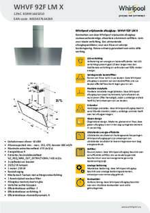 Product informatie WHIRLPOOL afzuigkap wand WHVF 92F LM X