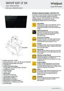 Product informatie WHIRLPOOL afzuigkap wand WHVP 62F LT SK