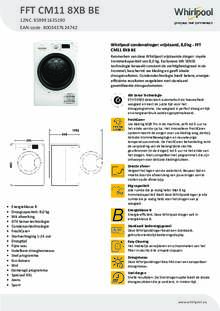 Product informatie WHIRLPOOL droger condens FFT CM11 8XB BE