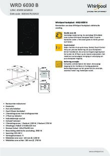 Product informatie WHIRLPOOL inductie kookplaat met afzuiging WVH 92 K 1