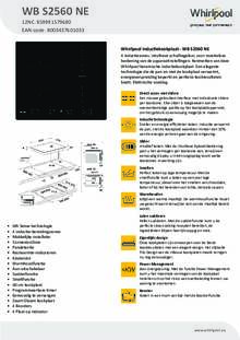 Product informatie WHIRLPOOL kookplaat inductie WB S2560 NE