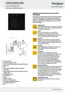 Product informatie WHIRLPOOL oven inbouw OMK58HU1B