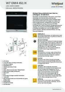 Product informatie WHIRLPOOL oven inbouw W7 OM4 4S1 H