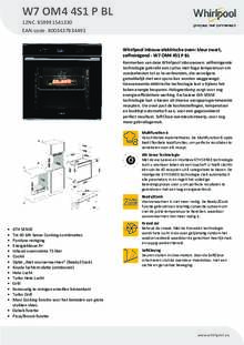 Product informatie WHIRLPOOL oven inbouw W7 OM4 4S1 P BL