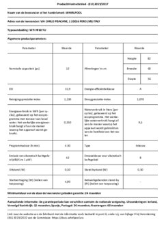 Product informatie WHIRLPOOL vaatwasser inbouw W7I HF60 TU