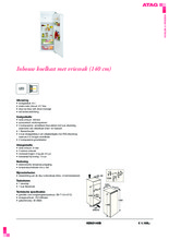 Product informatie ATAG koelkast inbouw KD62140B