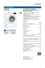Gedetailleerd Relatie vervorming WAT28645NL Bosch wasmachine, 7 kg. en 1400 toeren