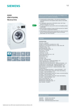 Mand Afsnijden bladzijde Siemens WM14T6H9NL wasmachine, 8 kg. en 1400 toeren