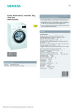 Product informatie SIEMENS wasmachine WM14UU00NL