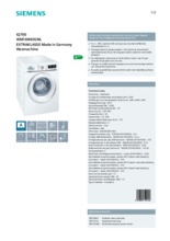 Product informatie SIEMENS wasmachine WM16W692NL